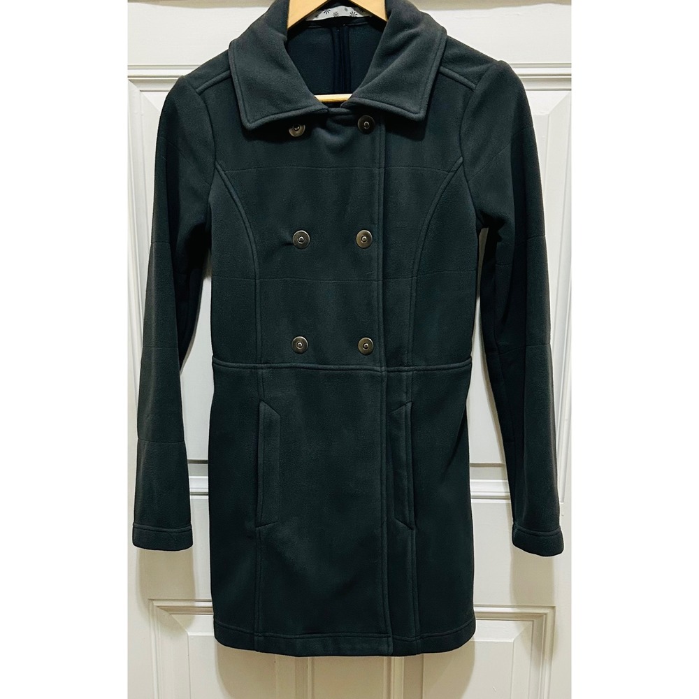 Athleta Fleece Double Breasted Switchback Coat Jacket Snap Button Womens XS